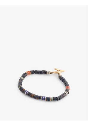 Mixed 18ct yellow-gold and blue tiger-eye bracelet