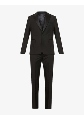 Padded-shoulder straight regular-fit wool-blend suit