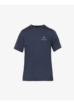 Foil-embossed logo-printed wool-blend T-shirt