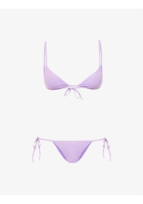 Triangle rhinestone-embellished bikini set
