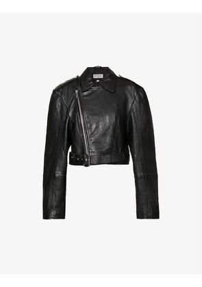 Kelsey belted leather jacket