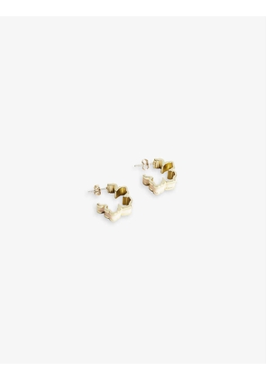 Leara magnolia-shaped brass and stainless steel small hoop earrings