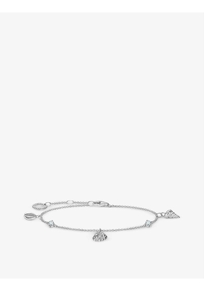 Shell-charm sterling-silver and cubic zirconia bracelet