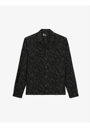 Graphic-print relaxed-fit silk shirt