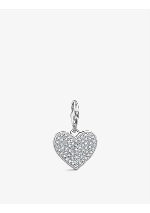Heart sterling-silver and cubic zirconia pendant charm