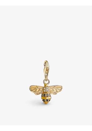 Bee 18ct yellow-gold plated sterling-silver and zirconia pendant charm