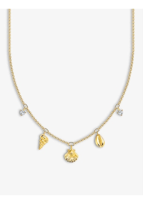 Sea Life 18ct yellow gold-plated sterling-silver and cubic zirconia chain necklace