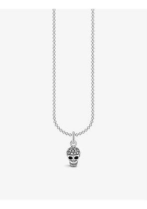 Skull sterling-silver and cubic zirconia pendant necklace