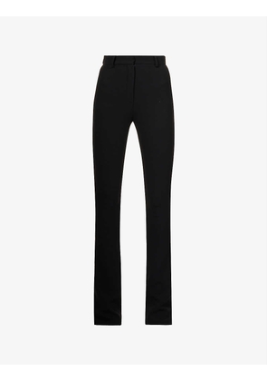 Fitted flared-leg high-rise wool-blend trousers