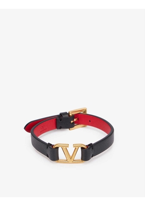 VLOGO debossed leather and brass bracelet