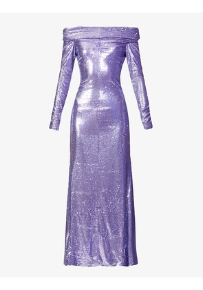 Fan sequinned woven maxi dress