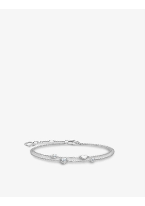 Hearts sterling-silver and cubic zirconia chain bracelet