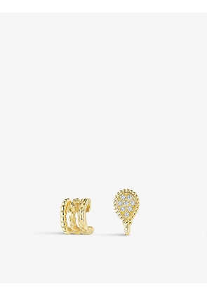 Serpent Bohème 18ct yellow-gold and 0.13ct diamond asymmetrical clip earrings