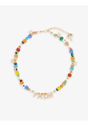 Logo-branded bead necklace