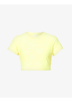 Cropped cotton-blend T-shirt