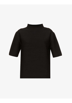 Garter high-neck relaxed-fit knitted T-shirt