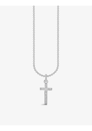 Cross sterling-silver and cubic zirconia pendant necklace