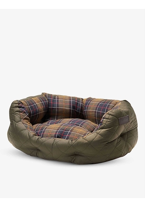 Quilted checked cotton and shell dog bed