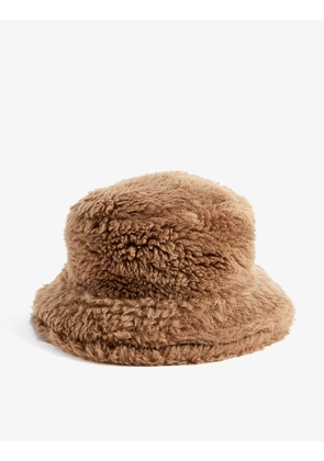 Wide-brim toggle-strap wool hat