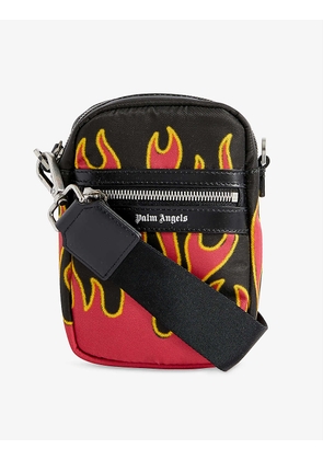 Flames graphic-print woven cross-body bag