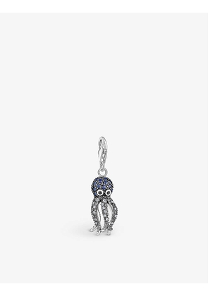 Octopus sterling-silver and zirconia pendant charm