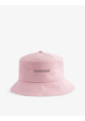 Text-print panelled organic-cotton, recycled-cotton and hemp-blend bucket hat