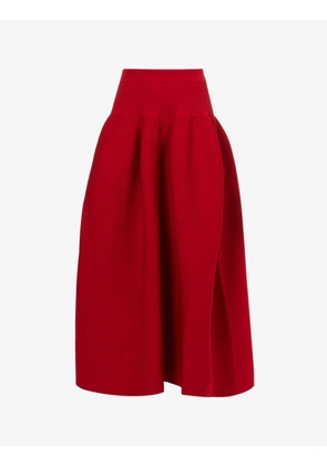 Pottery flared-hem recycled-polyester knitted midi skirt