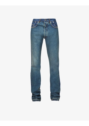 Logo-embroidered regular-fit straight jeans