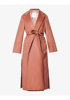 Notched-lapel regular-fit belted wool coat