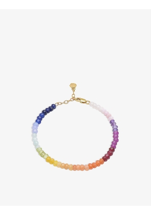 Rainbow Sunset 22ct yellow gold-plated sterling-silver and gemstone charm anklet