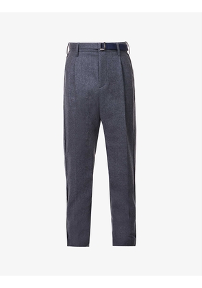 Pleated straight-leg regular-fit wool trousers