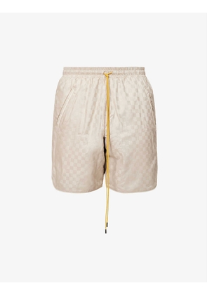 Checked contrast-piping cotton pyjama shorts