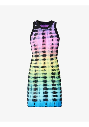 Tie-dye print slim-fit stretch-knit mini dress