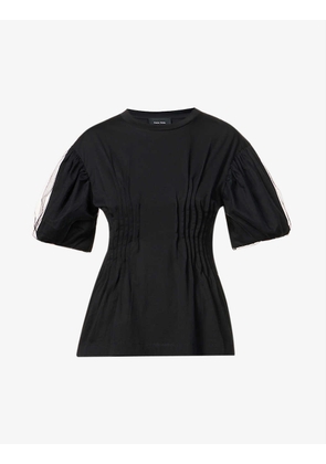 Tulle-overlay cotton T-shirt