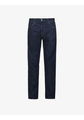 Brand-print regular-fit organic-cotton and hemp-blend jeans