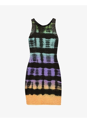 Tie-dye slim-fit cotton-knit mini dress