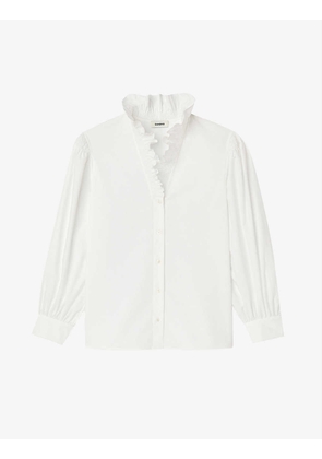 Lisandra ruffled-collar organic-cotton shirt