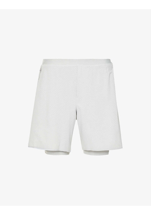Lined relaxed-fit mid-rise recycled-polyester-blend shorts