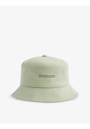Text-print panelled organic-cotton, recycled-cotton and hemp-blend bucket hat