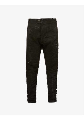P24 coated dropped-crotch regular-fit stretch-denim jeans