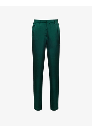 Classic straight-leg mid-rise silk trousers