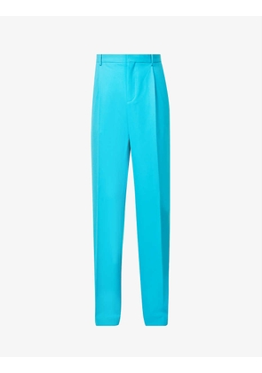 Classic pleated straight-leg recycled-polyester-blend trousers