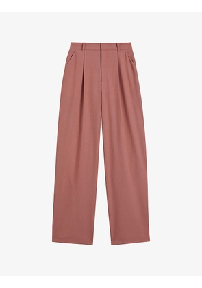 Oraya straight barrel-leg high-rise stretch-woven trousers