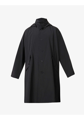 Flip high-neck relaxed-fit woven coat