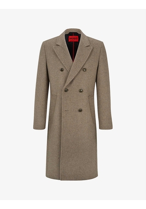Double-breasted longline slim-fit wool-blend coat