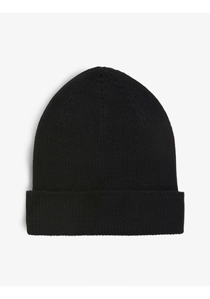 Folded-brim wool beanie hat