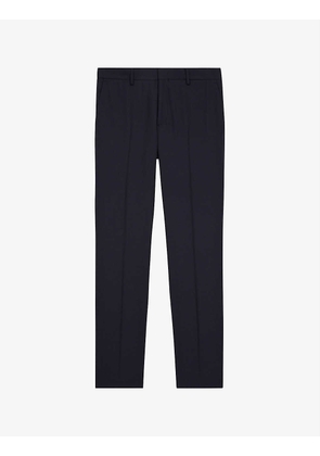 Front crease mid-rise slim-fit wool trousers