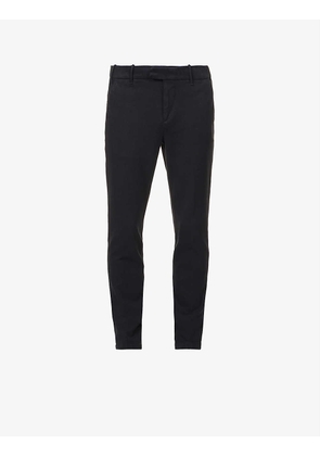 Slim tapered-leg regular-fit mid-rise stretch-wool trousers