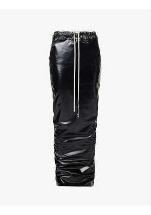 Pillar drawstring-waist faux-leather maxi skirt