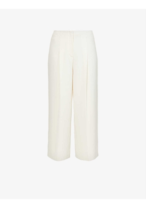 Relaxed-fit wide-leg mid-rise woven trousers